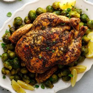 Keto Whole Roast Herb Chicken [with Brussels Sprouts]